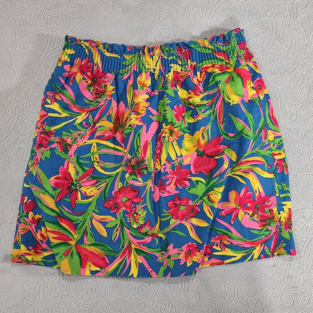 J Crew Spring Flowers Floral Linen Blend Skirt Sz 6. Lined.